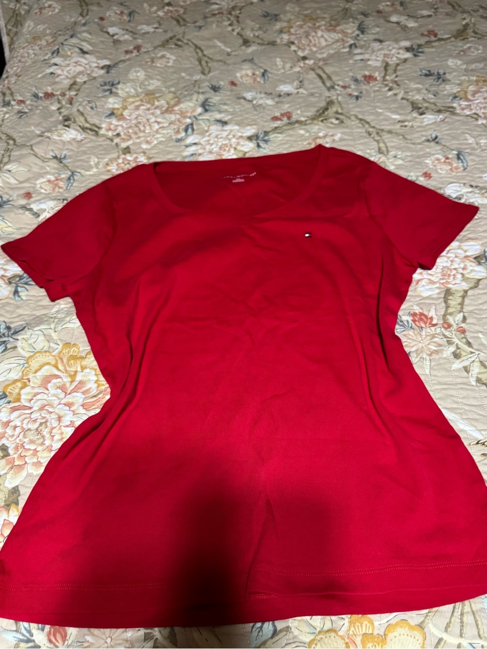 Tommy Hilfiger Bright Red Scoop Neck Short Sleeve Tee